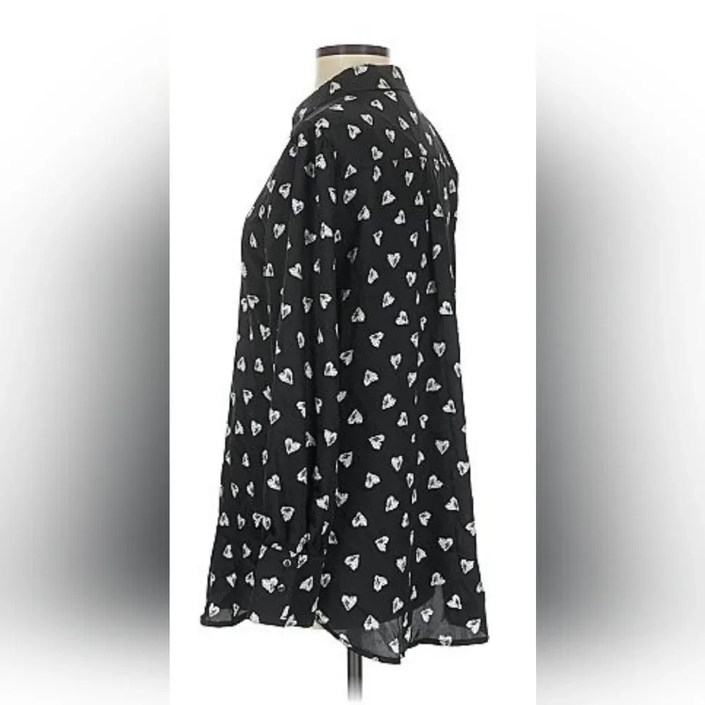 Chico's  heart print Button Up Blouse Valentines Day